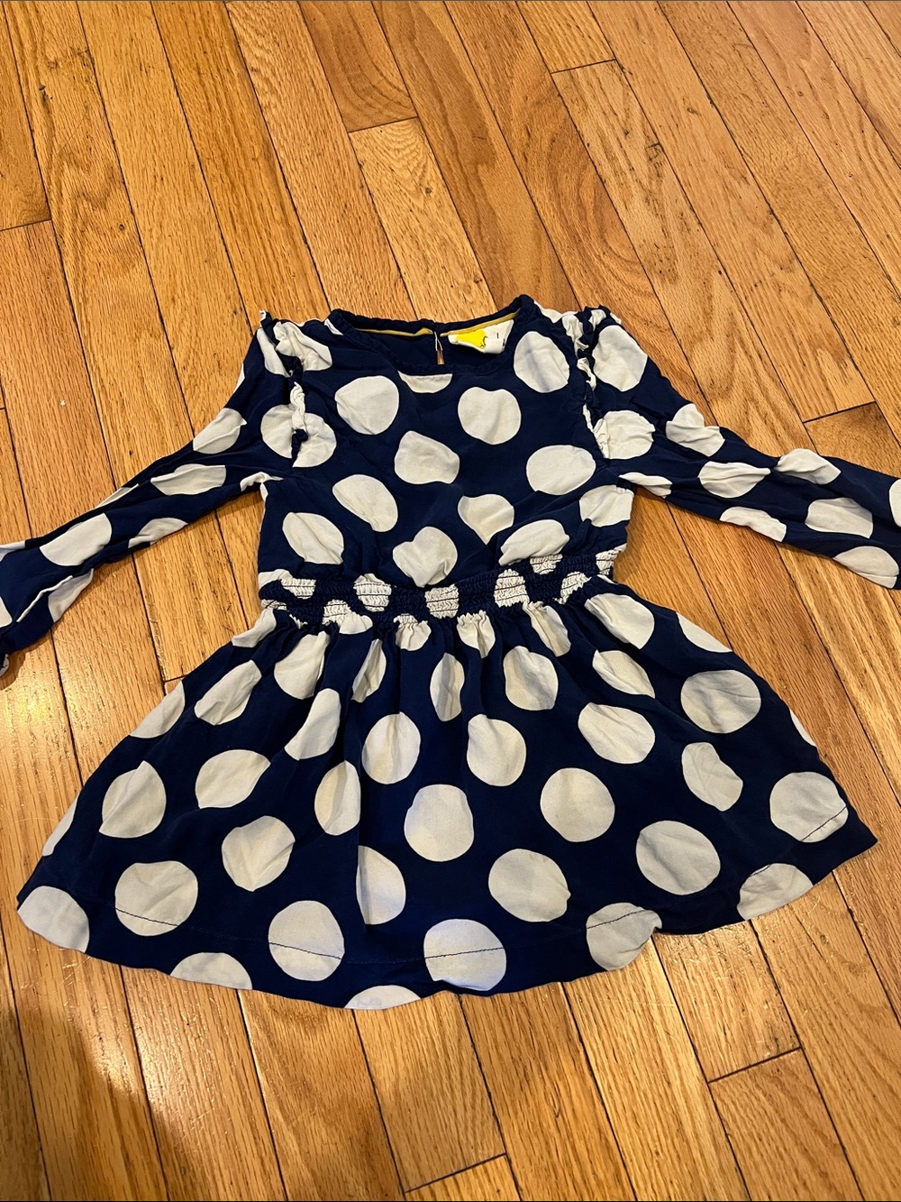 Mini Boden Navy Blue Dress with White Polka Dots